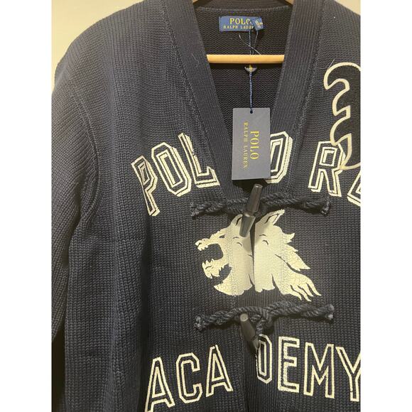 Polo Ralph Lauren Navy Cotton Academy Toggle Cardigan Sweater Size Large - Picture 6 of 10